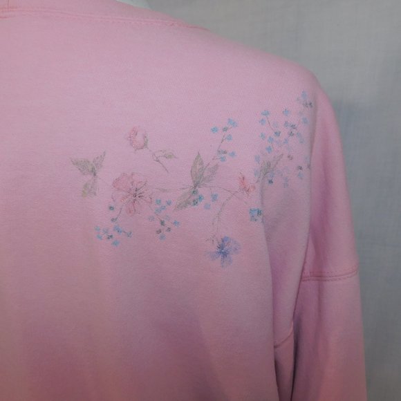 VTG 90s Northern Reflections Womens L Pink Floral Glitter detail  Sweatshirt - Picture 12 of 13